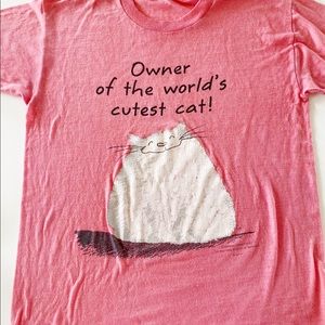 Vintage paper thin cat shirt pink medium large